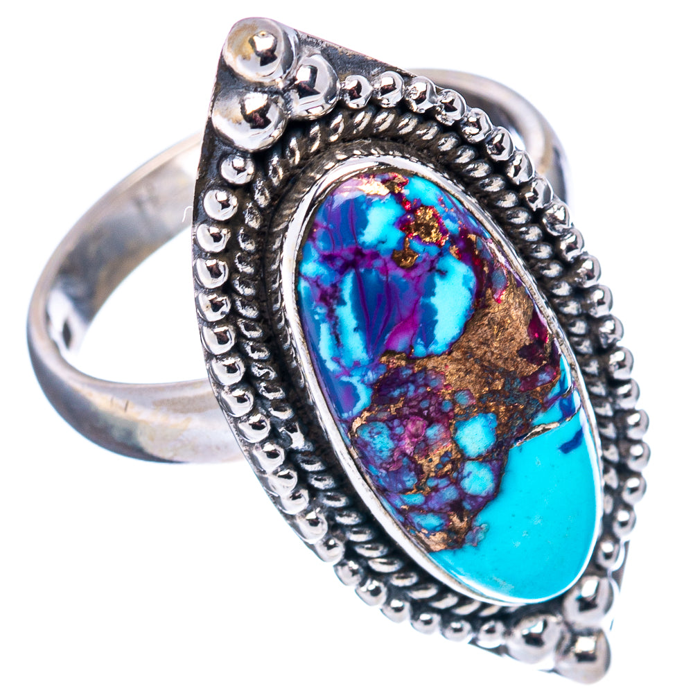 Purple Copper Turquoise Ring Size 7.75 (.925 Sterling Silver)