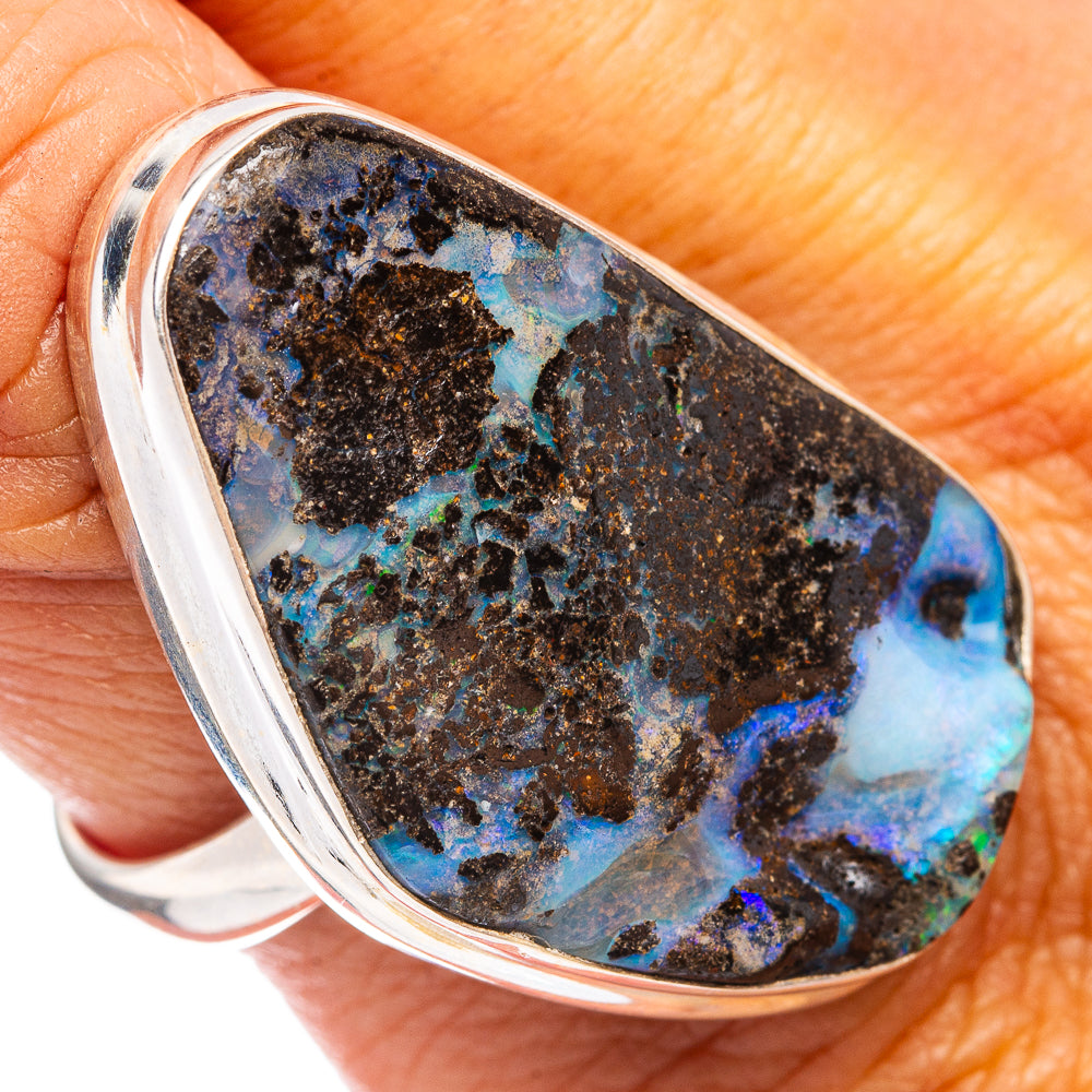 Premium Rare Boulder Opal Ring Size 9 (.925 Sterling Silver)
