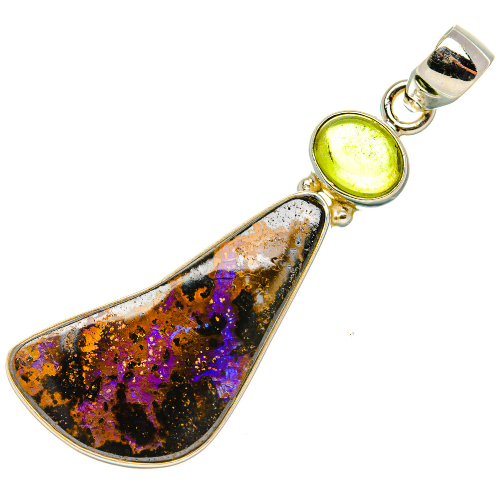 Boulder Opal, Prehnite Pendant 2" (925 Sterling Silver) PD37966
