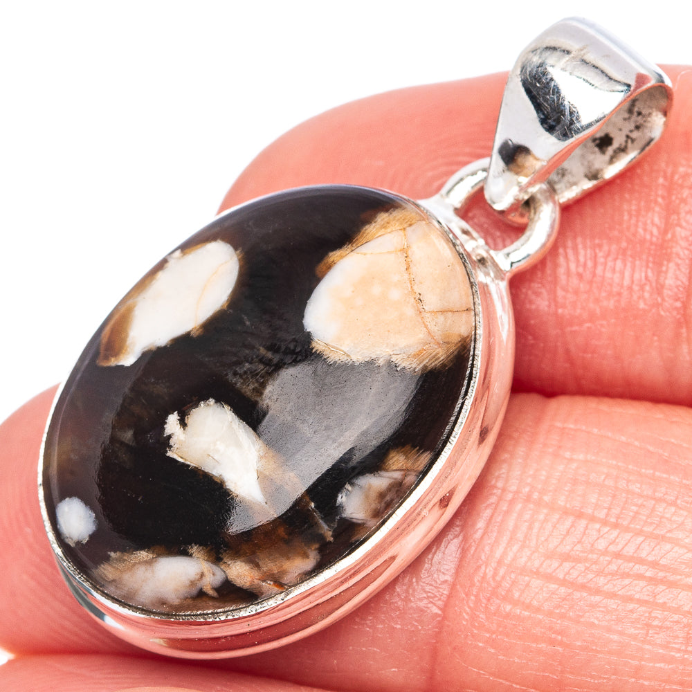 Peanut Wood Jasper Pendant 1 1/4" (925 Sterling Silver) P41404