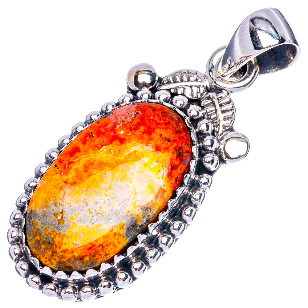 Bumble Bee Jasper Pendant 1 3/8" (925 Sterling Silver) P41990