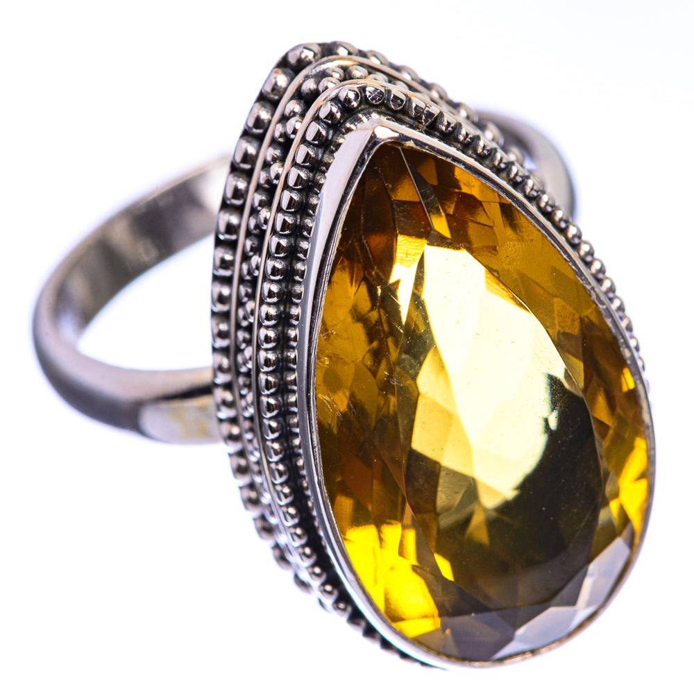 Faceted Citrine 925 Sterling Silver Ring Size 9