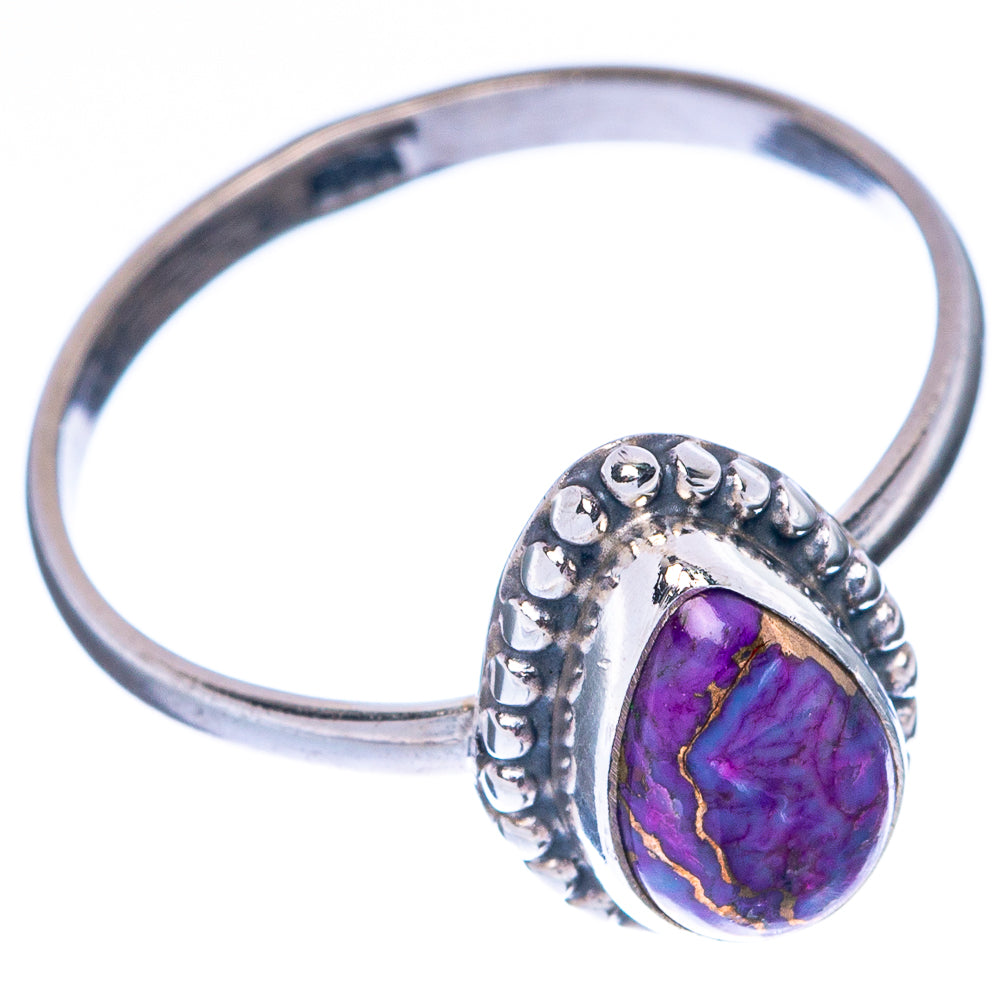 Purple Copper Composite Turquoise Dainty Ring Size 8 (925 Sterling Silver) R145056