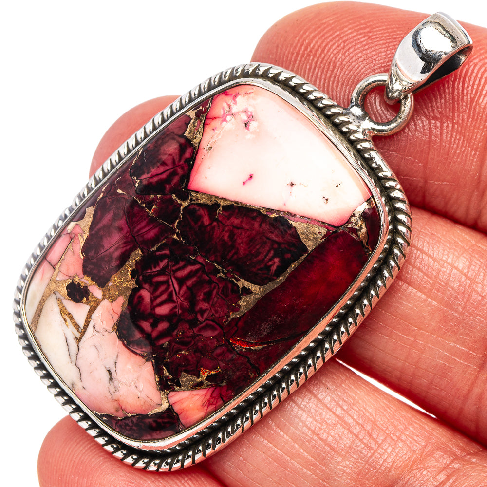 Red Dahlia Mohave Turquoise Pendant 1 3/4" (.925 Sterling Silver)
