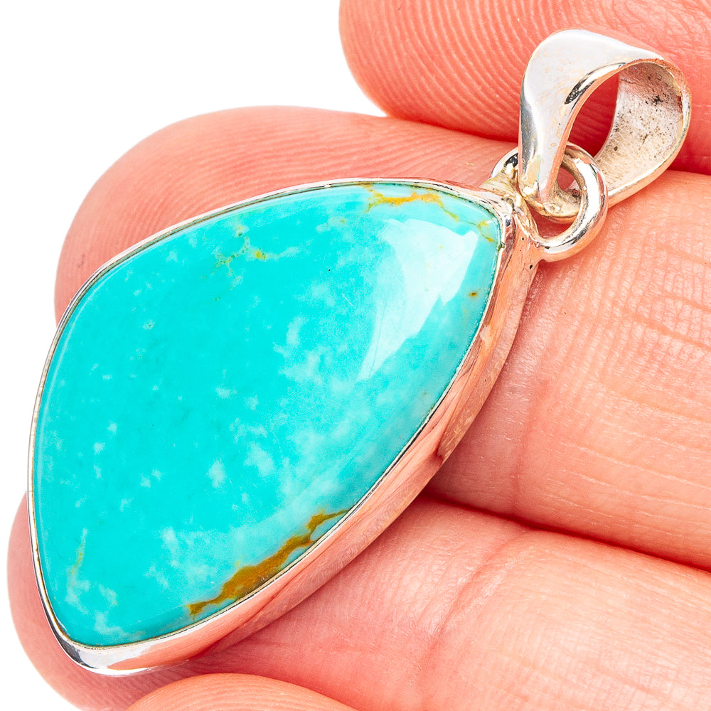 Rare Kingman Turquoise Pendant 1 3/8" (925 Sterling Silver) P44957