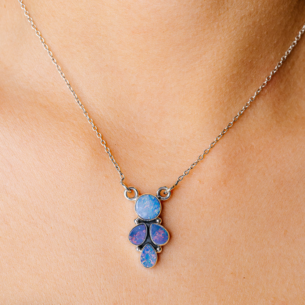 Doublet Opal Necklace 16.375" (925 Sterling Silver) N90234