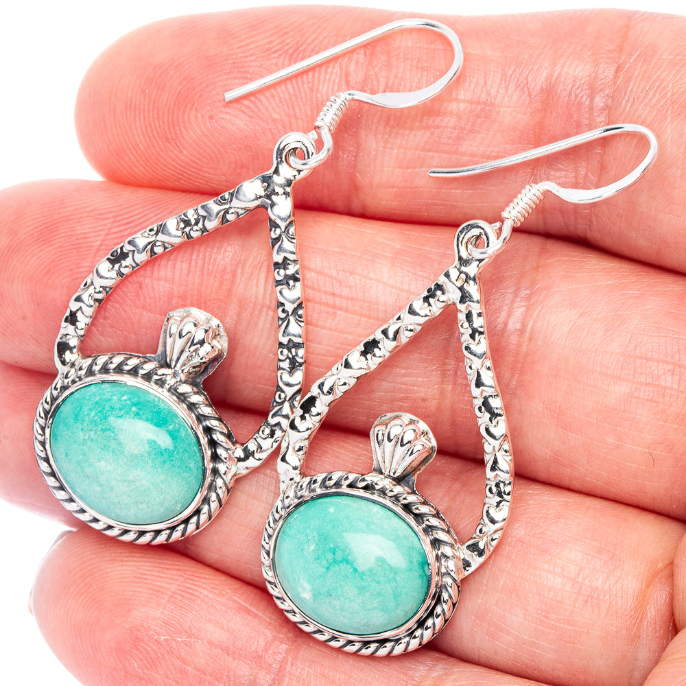 Premium Amazonite Earrings 1 7/8" (925 Sterling Silver) E1189