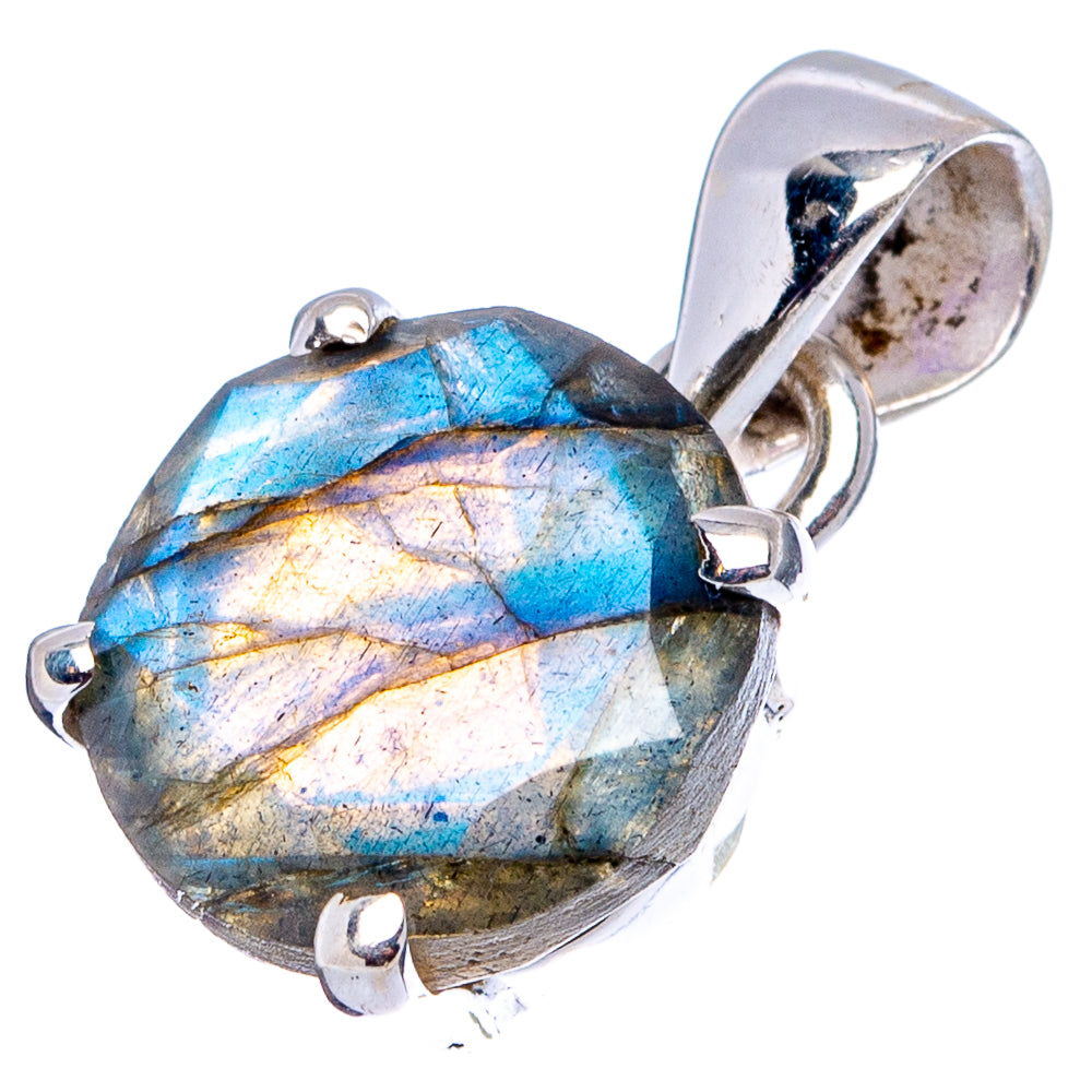 Faceted Labradorite Dainty Pendant 3/4" (.925 Sterling Silver)