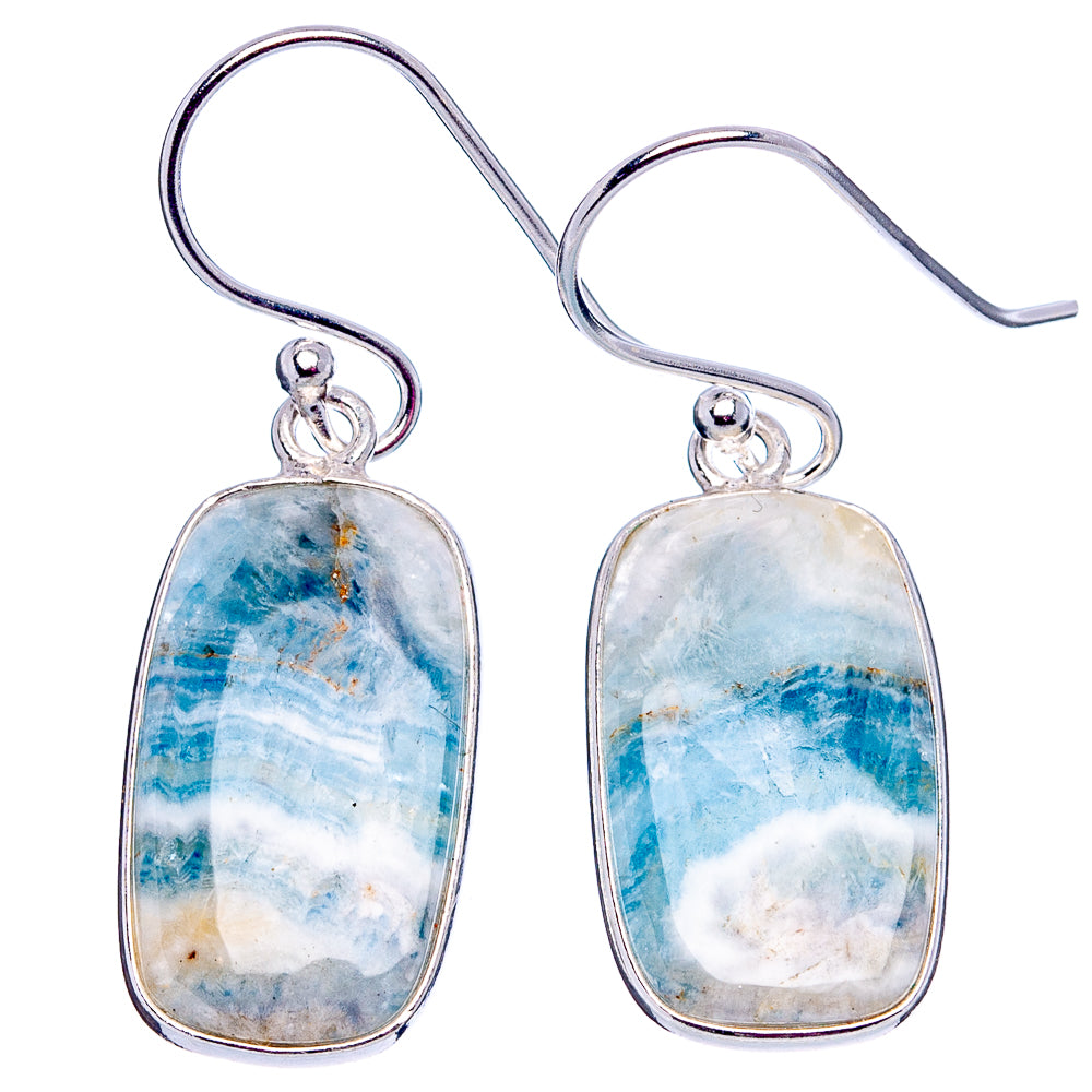 Blue Scheelite Earrings 1 3/8" (.925 Sterling Silver)