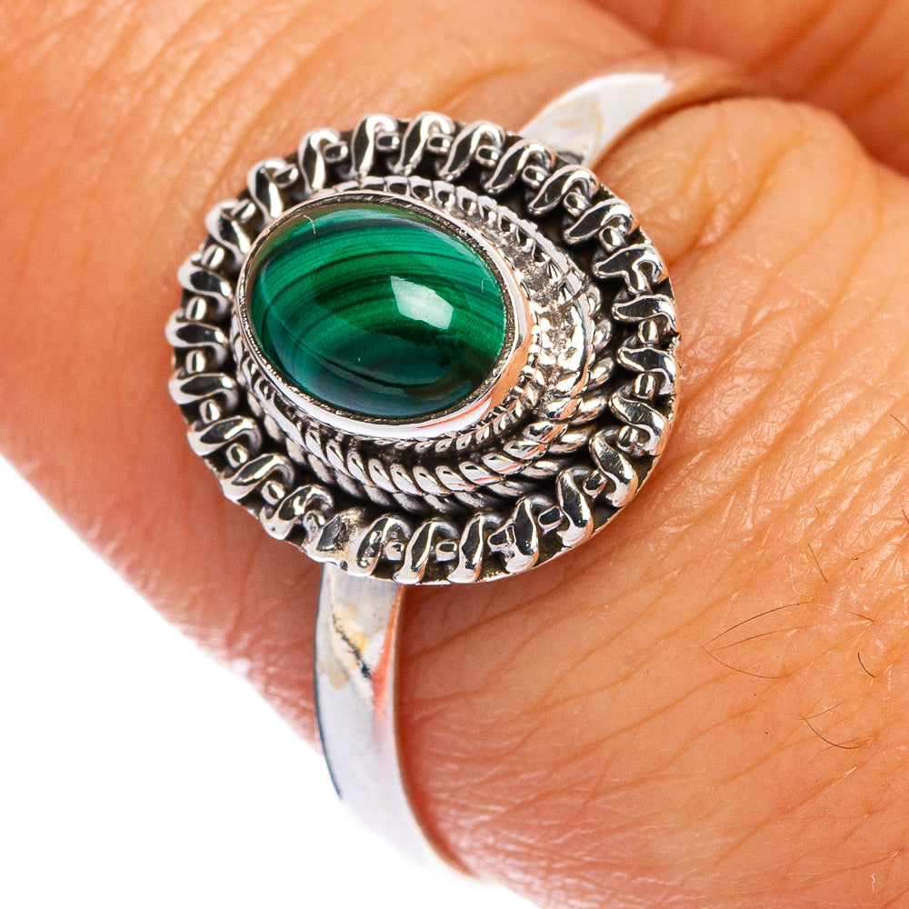 Malachite Dainty Ring Size 9 (925 Sterling Silver) R145498