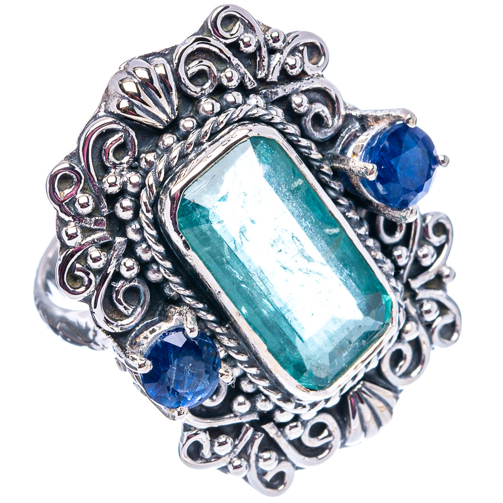 Signature Green Fluorite, Kyanite Ring Size 7.75 (.925 Sterling Silver)