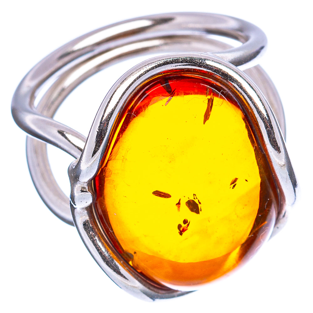 Baltic Amber Ring Size 7 Adjustable (.925 Sterling Silver)
