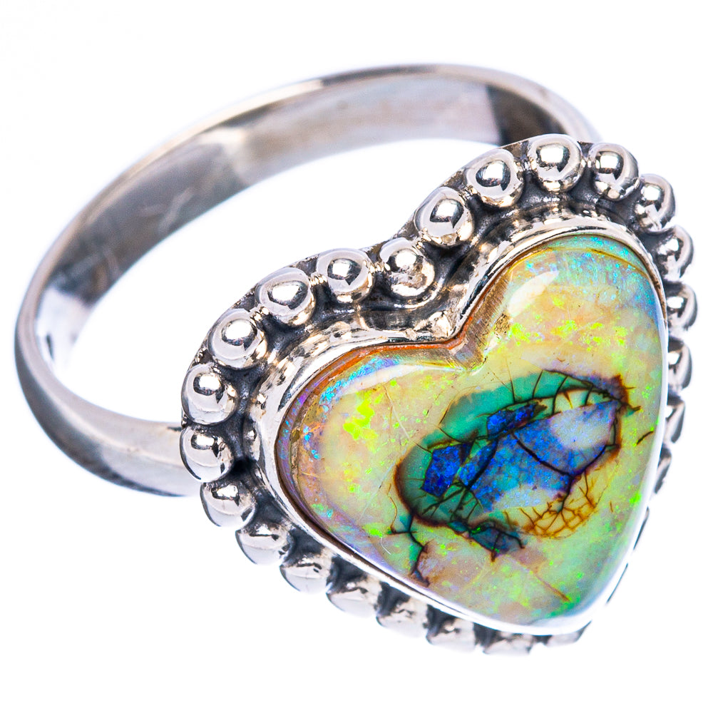 Rare Sterling Opal Heart Ring Size 8 (925 Sterling Silver) R4633