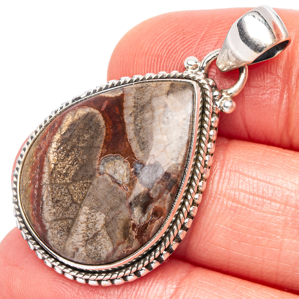 Mushroom Rhyolite Pendant 1 1/2" (925 Sterling Silver) P44063