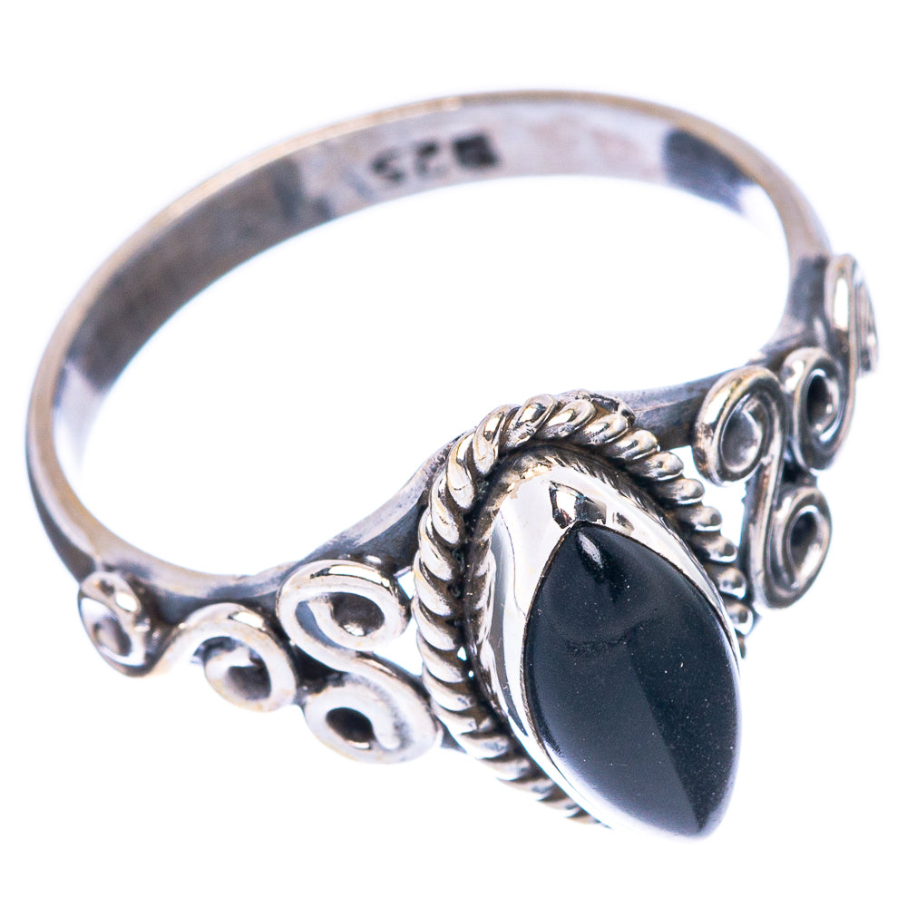 Black Onyx Dainty Ring Size 7 (925 Sterling Silver) R5763