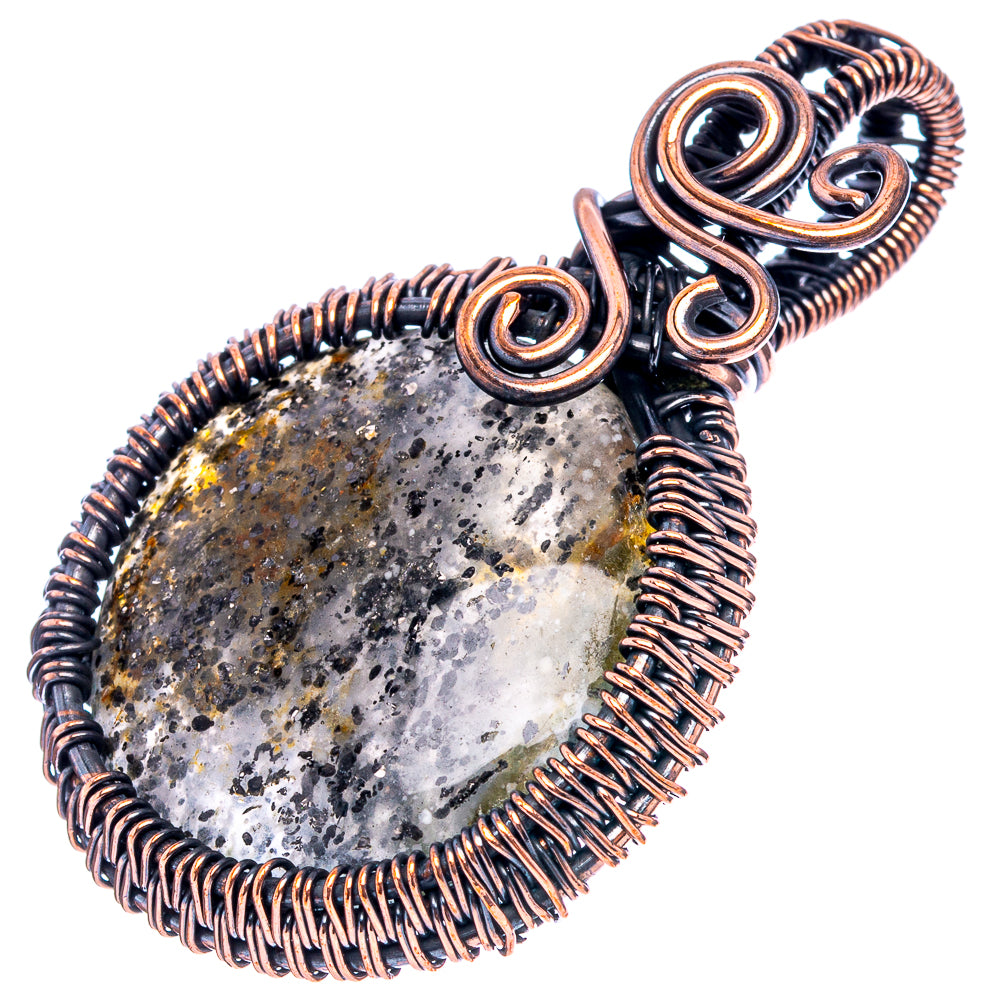 Black Sunstone Wire Wrap Pendant 1 7/8" (Oxidized Copper)