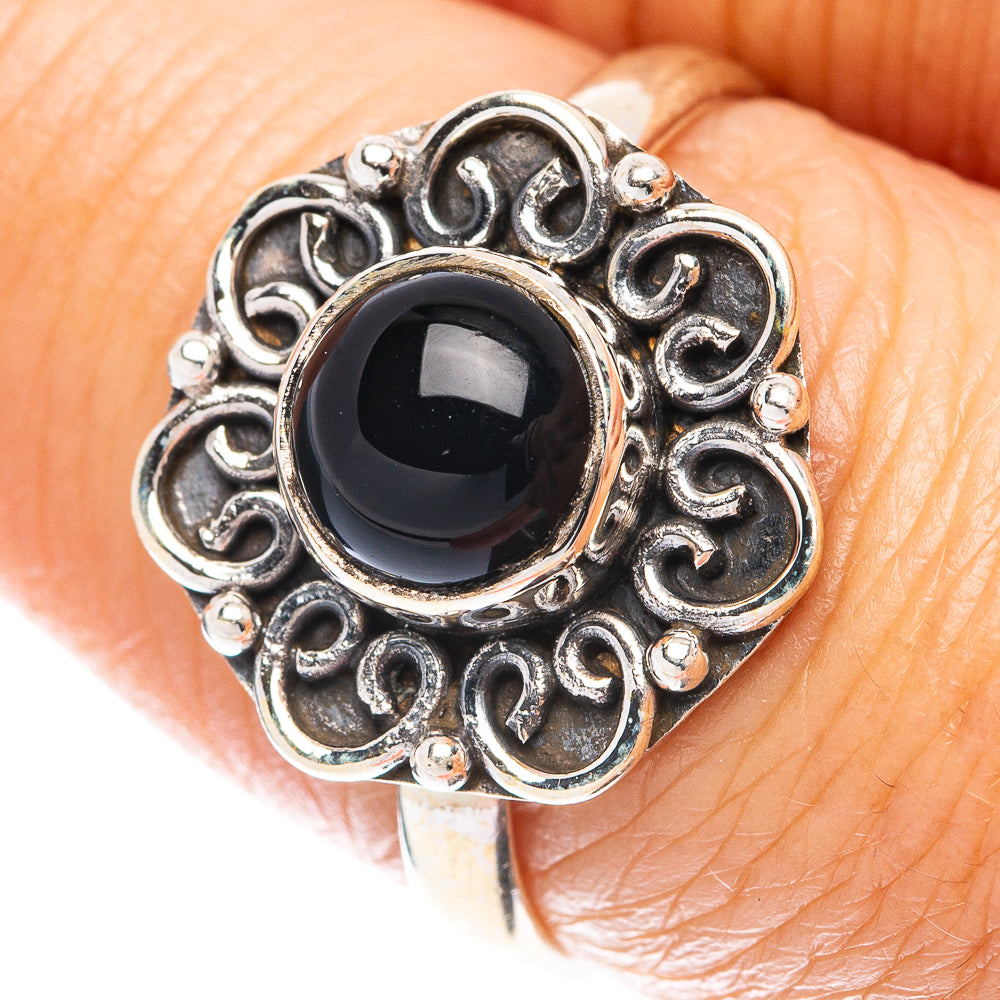 Black Onyx Ring Size 7.5 (925 Sterling Silver) R5642