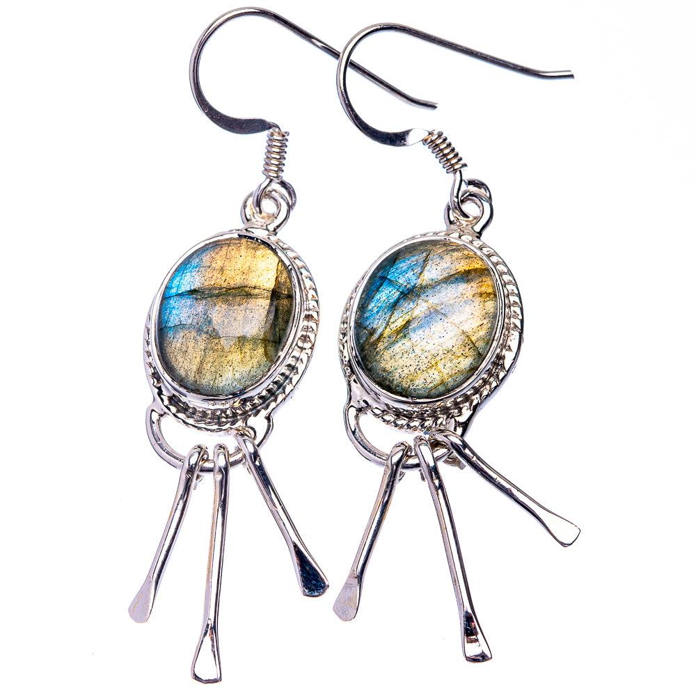 Premium Labradorite Earrings 1 7/8" (925 Sterling Silver) E432358