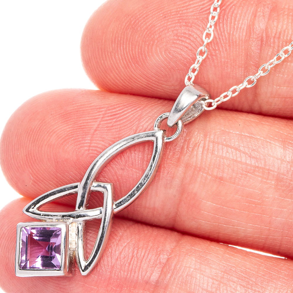 Faceted Amethyst Necklace 18 1/4" (925 Sterling Silver) N90046