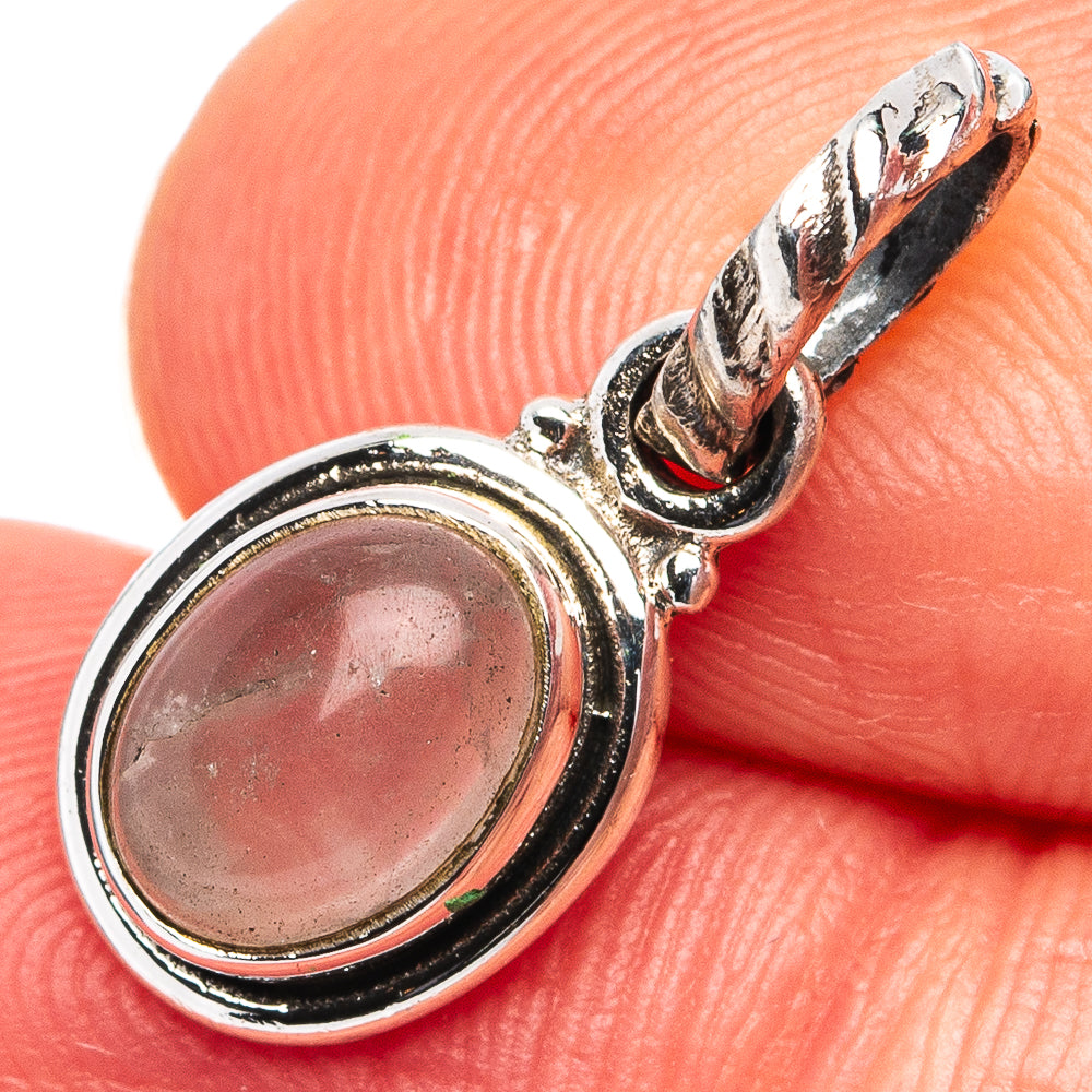 Rose Quartz Dainty Pendant 3/4" (.925 Sterling Silver)