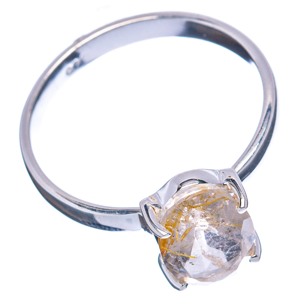 Rutilated Quartz Ring Size 8 (.925 Sterling Silver)