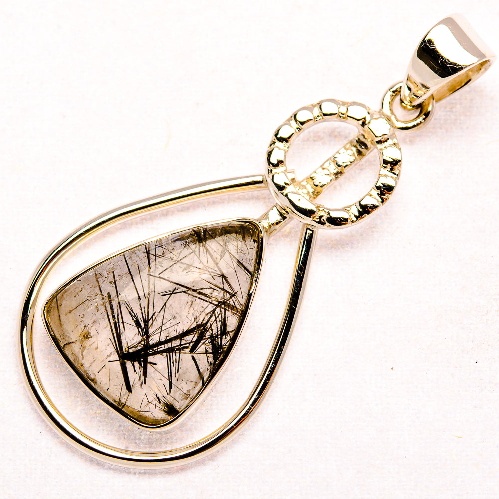 Premium Tourmalinated Quartz 925 Sterling Silver Pendant 1 3/4" (925 Sterling Silver) PD37783
