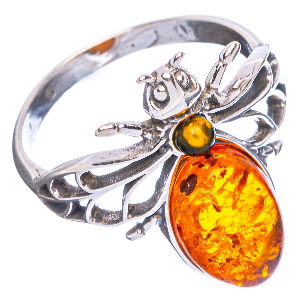 Baltic Amber Honey Bee Ring Size 7.75 (.925 Sterling Silver)