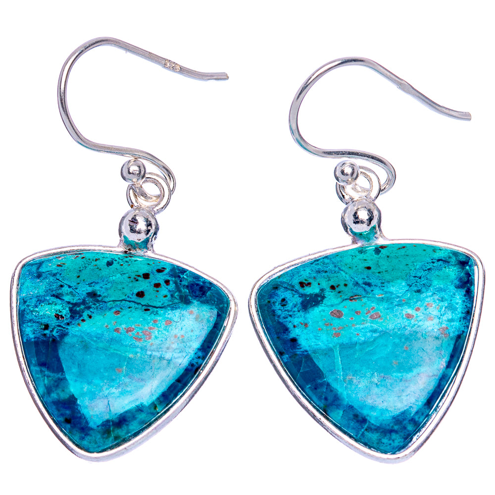 Chrysocolla Earrings 1 3/8" (925 Sterling Silver) E1156