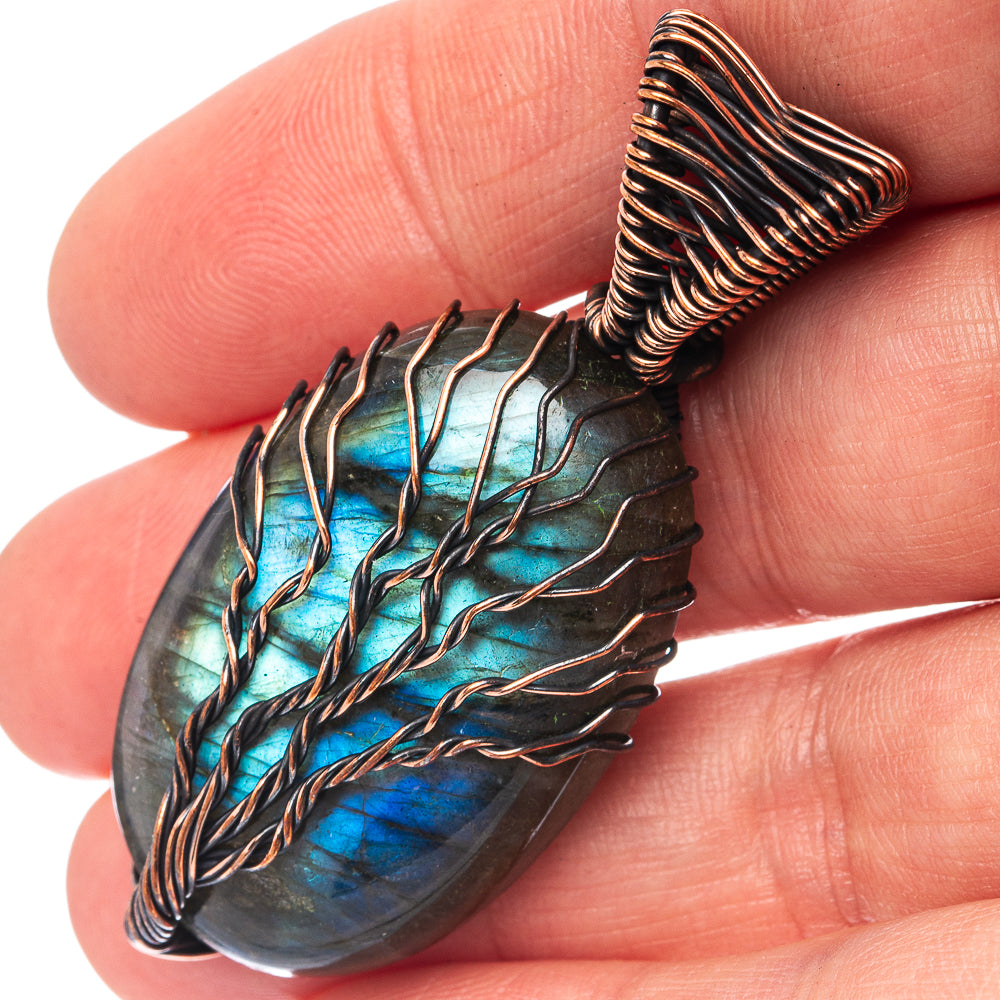 Labradorite Tree of Life Pendant 2" (Oxidized Copper)