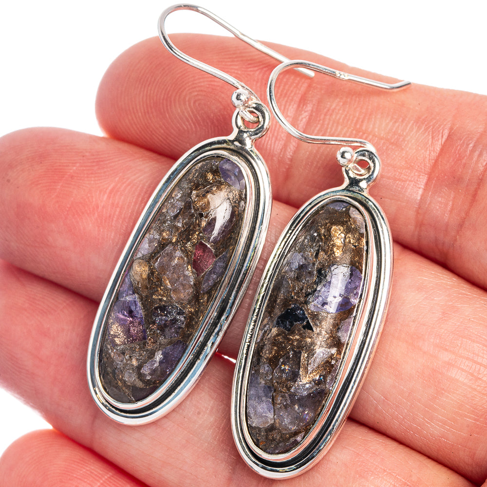 Copper Tanzanite Earrings 1 3/4" (925 Sterling Silver) E433034
