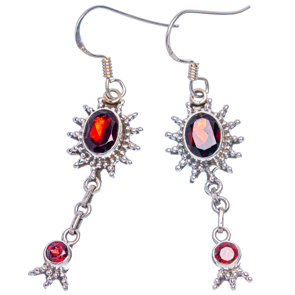 Garnet Earrings 2" (925 Sterling Silver) E433461