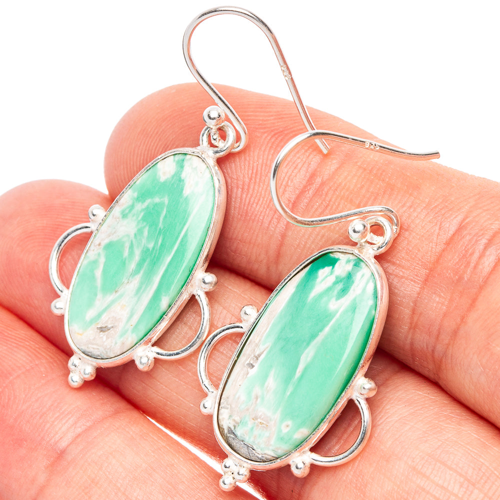 Variscite Earrings 1 1/2" (925 Sterling Silver) E2277