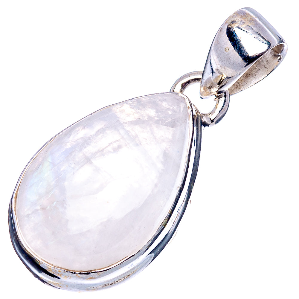 Rainbow Moonstone Pendant 1 1/4" (.925 Sterling Silver)