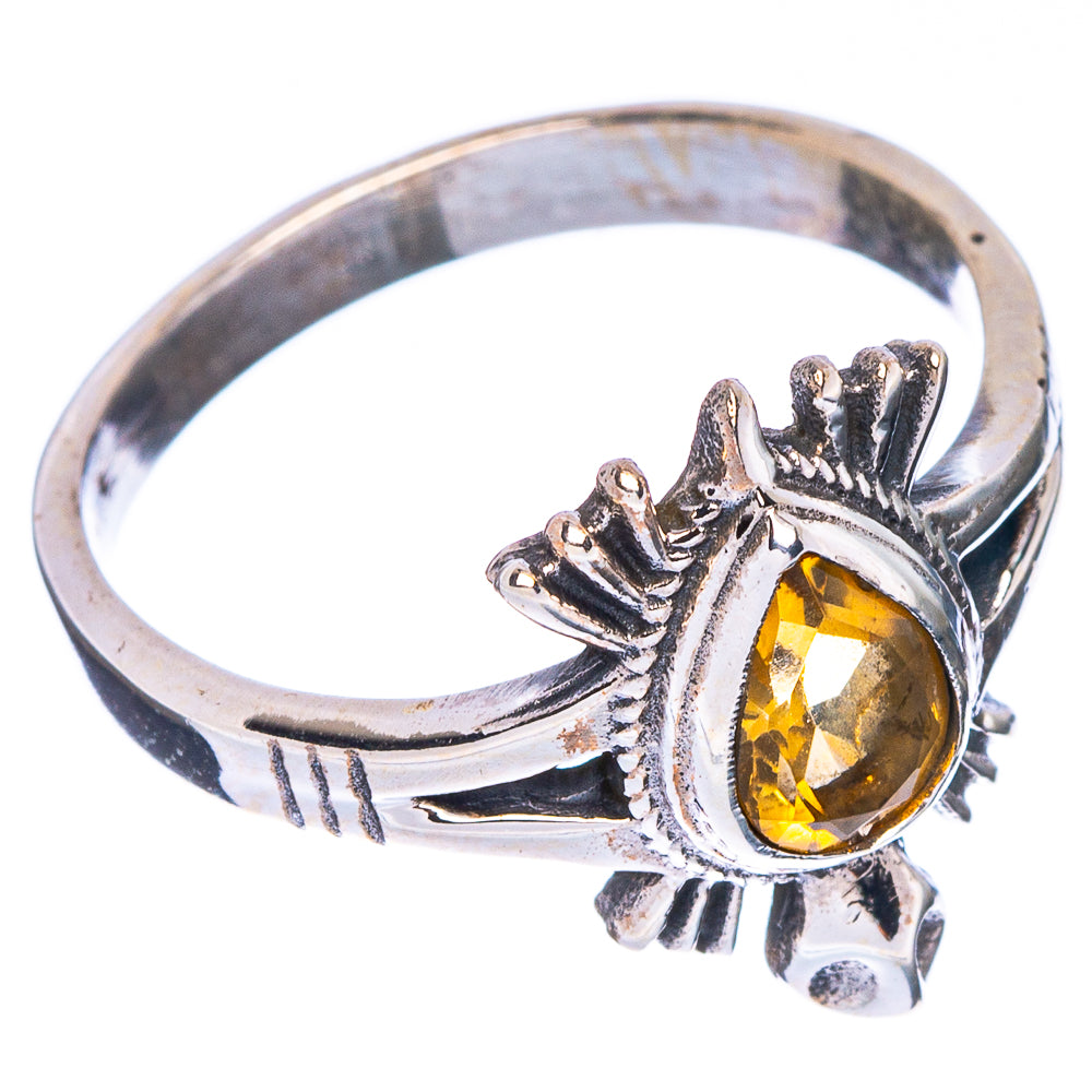Faceted Citrine Turtle Dainty Ring Size 7.75 (925 Sterling Silver) R146867