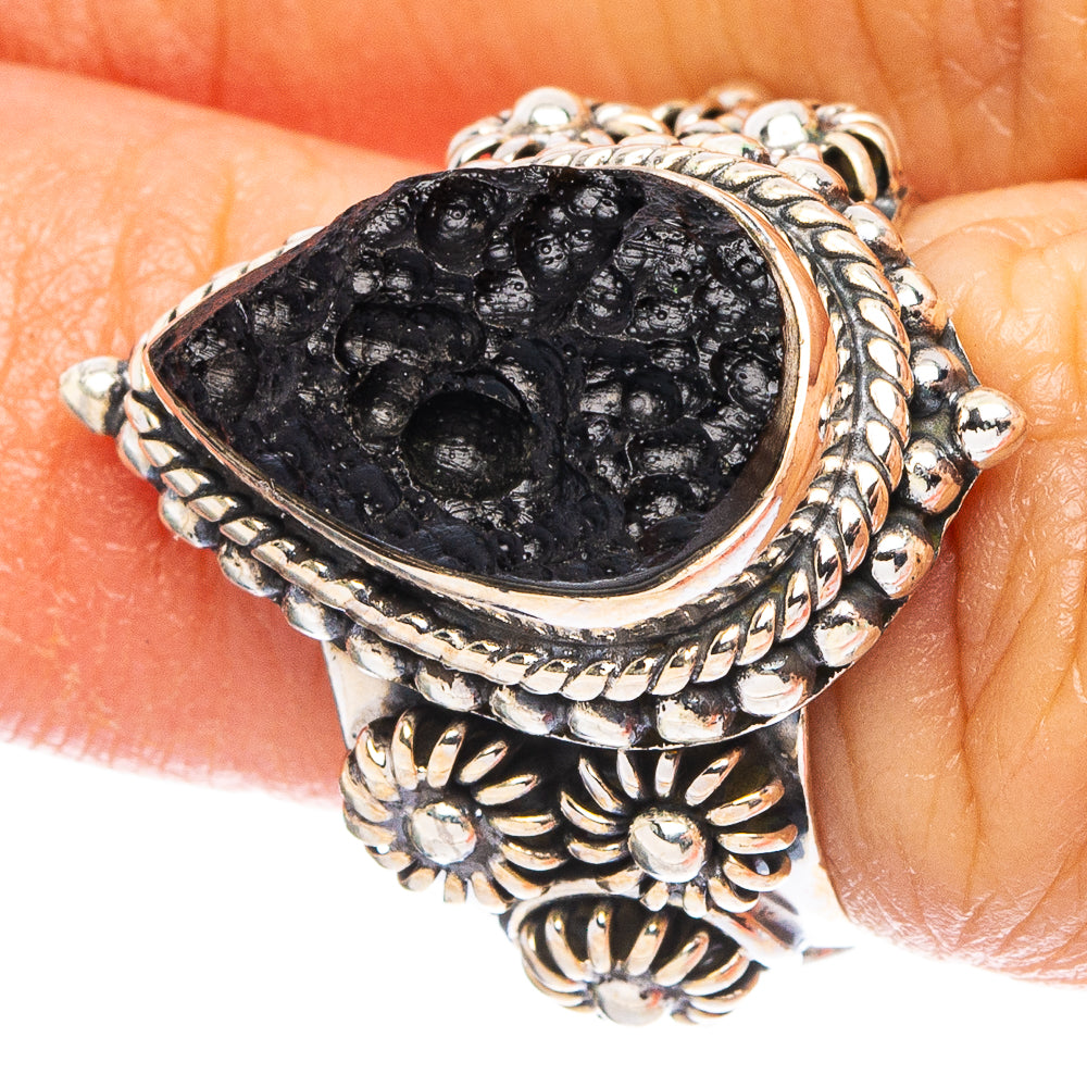 Tektite Flower 925 Sterling Silver Ring Size 5.75 (925 Sterling Silver) R6064