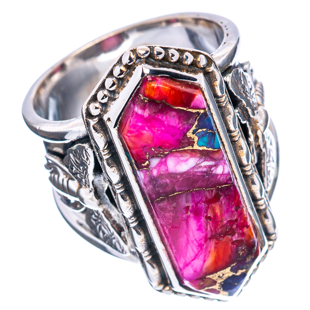 Premium Pink Dahlia Mohave Turquoise Ring Size 6.25 (.925 Sterling Silver)