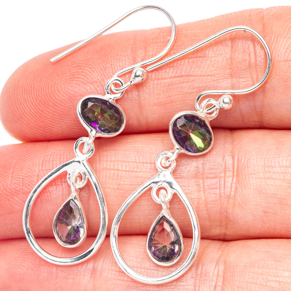 Mystic Topaz Dainty Earrings 1 5/8" (925 Sterling Silver) E2082