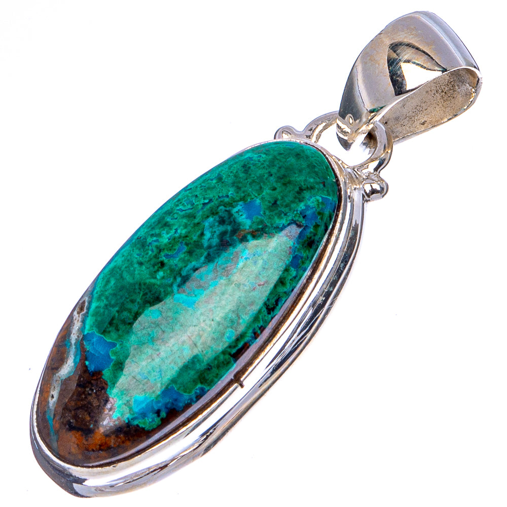 Chrysocolla Pendant 1 3/8" (.925 Sterling Silver)