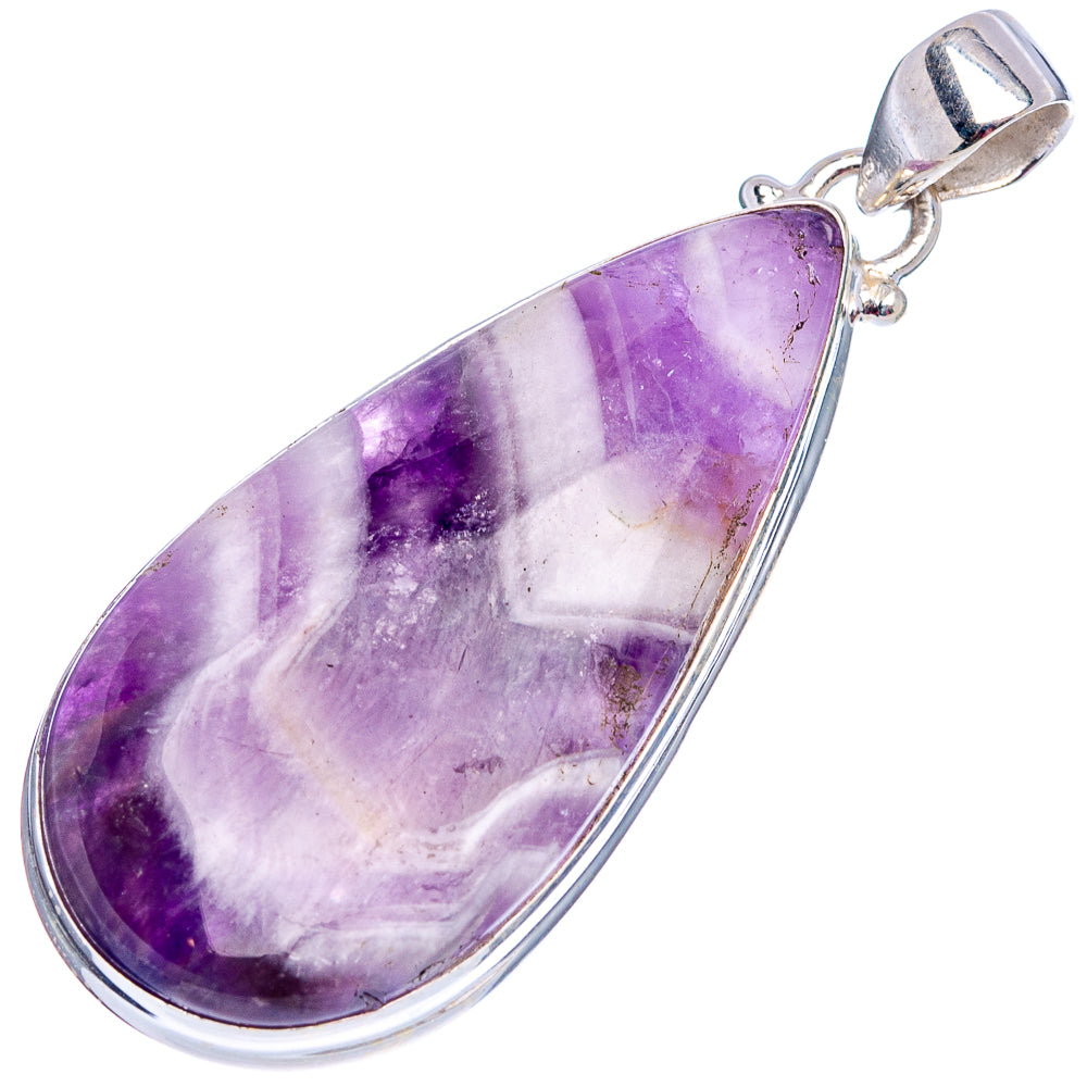 Chevron Amethyst Pendant 2" (.925 Sterling Silver)