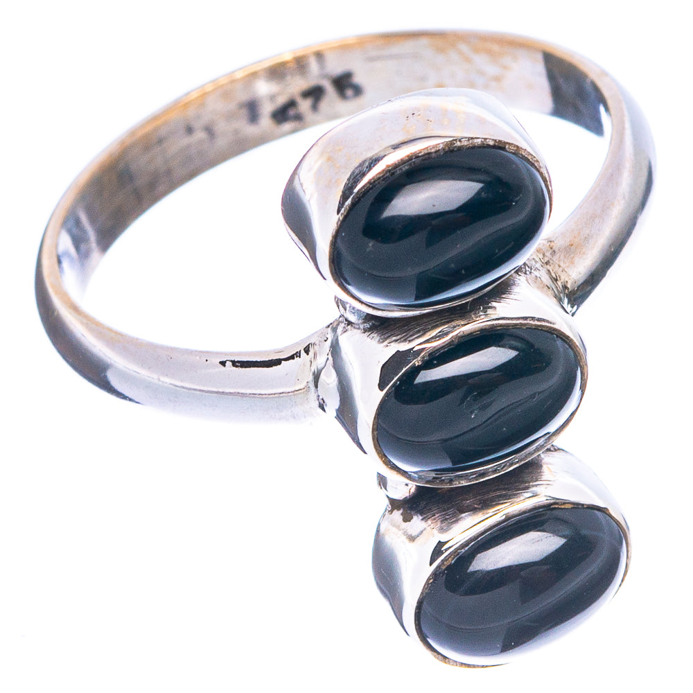 Black Onyx Dainty Ring Size 7 (925 Sterling Silver) R5277