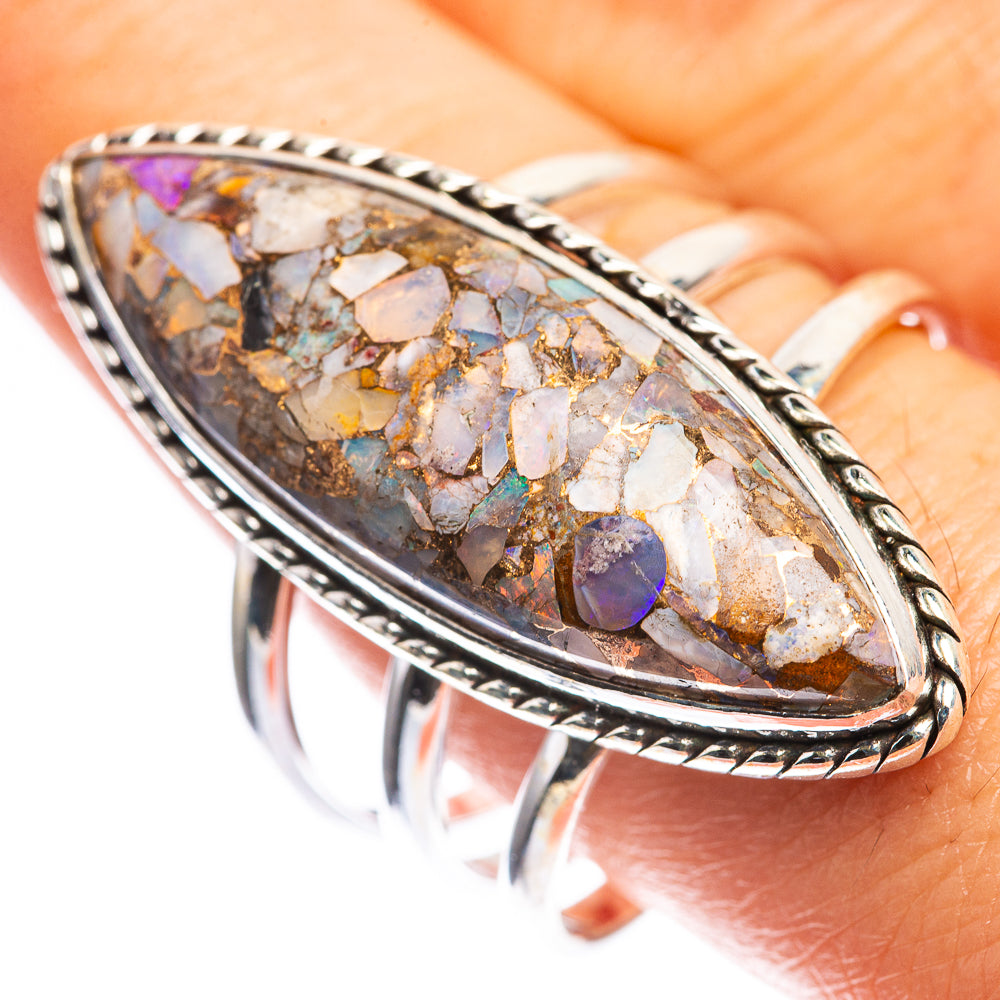 Large Copper Composite Rainbow Moonstone Ring Size 10.75 (925 Sterling Silver) RING143464