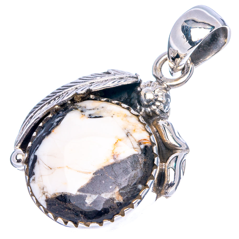 White Buffalo Turquoise Pendant 1 1/8" (.925 Sterling Silver)