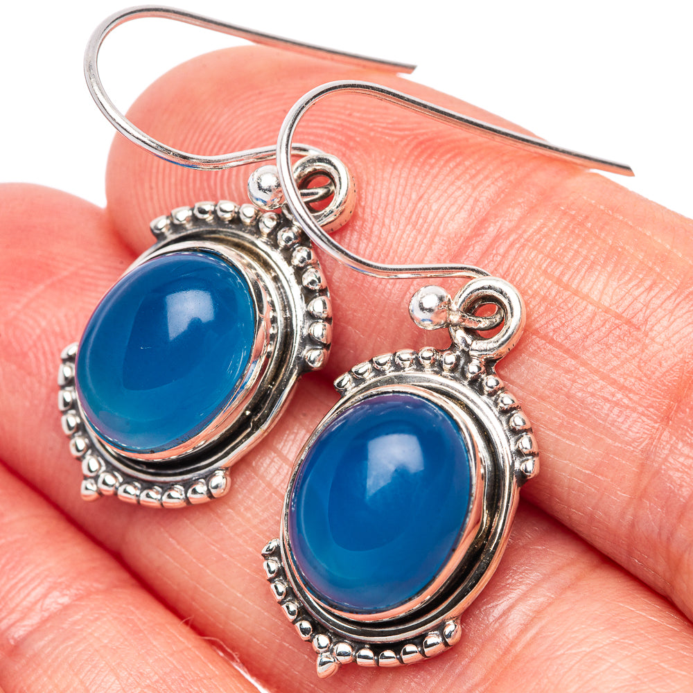 Chalcedony Dainty Earrings 1 3/8" (925 Sterling Silver) E2012