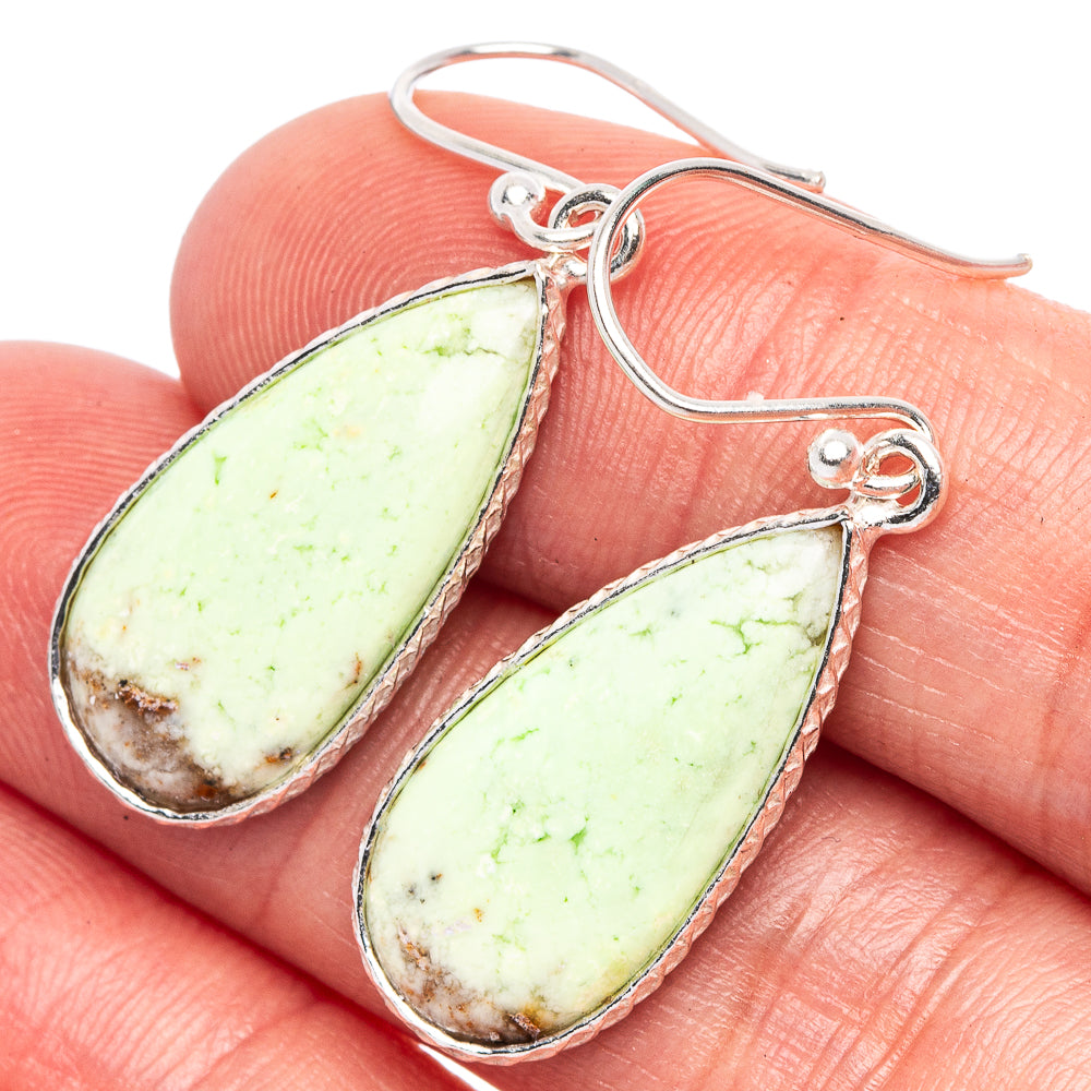 Lemon Chrysoprase Earrings 1 1/2" (925 Sterling Silver) E1748