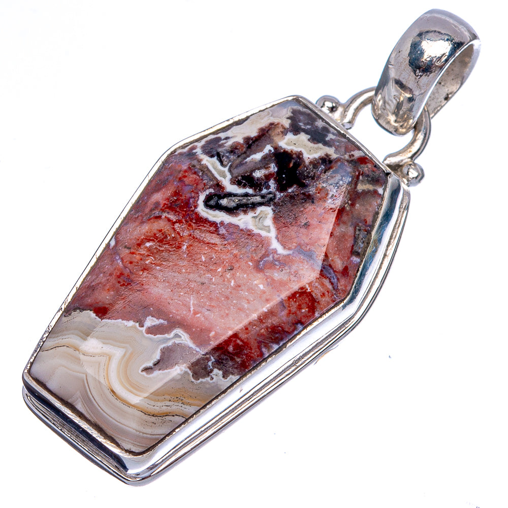 Plume Agate Pendant 1 3/8" (925 Sterling Silver) P40358