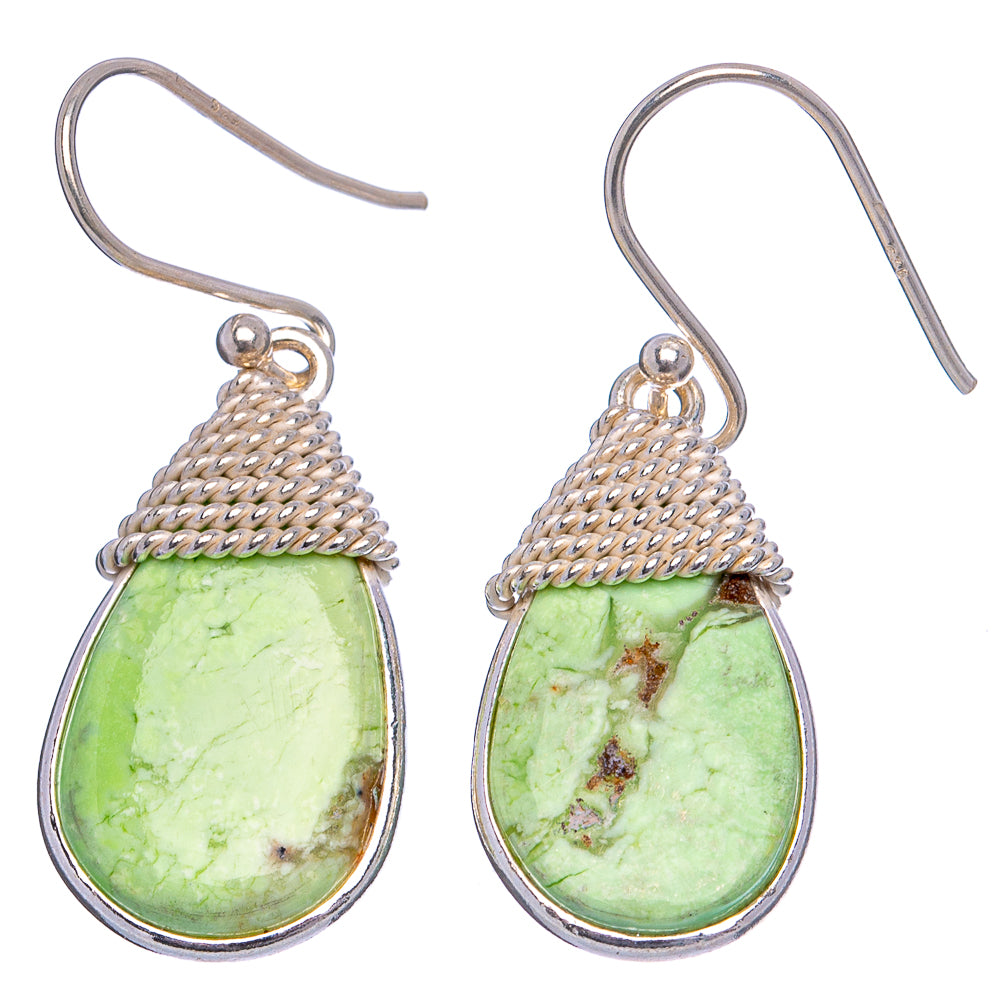 Lemon Chrysoprase Earrings 1 3/8" (.925 Sterling Silver)