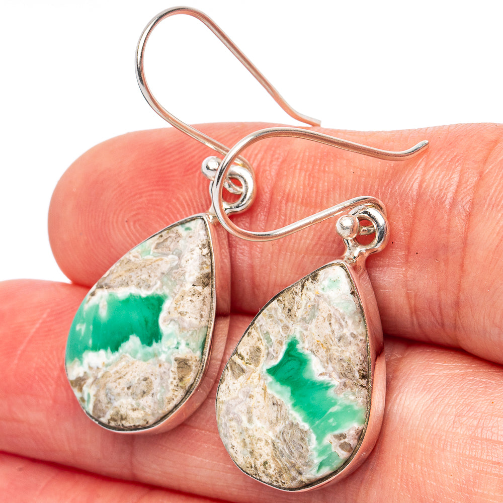 Variscite Earrings 1 1/2" (925 Sterling Silver) E2789