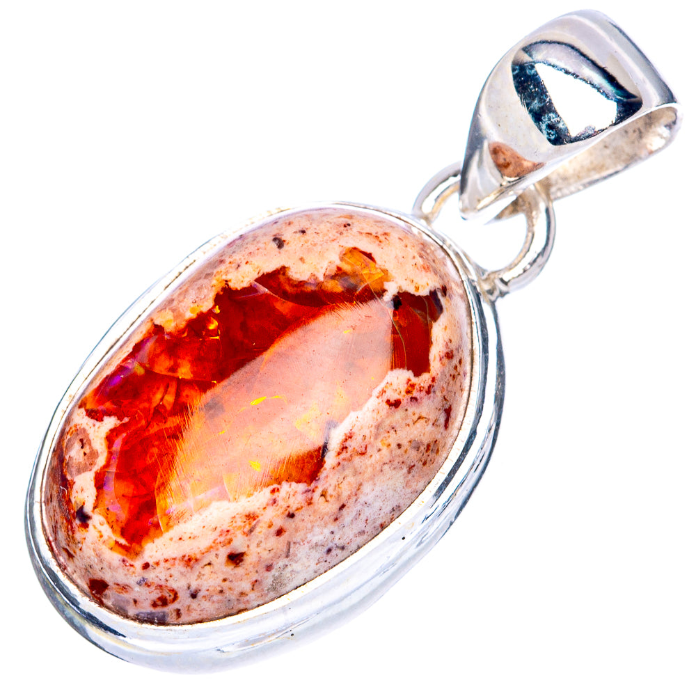 Rare Mexican Fire Opal Pendant 1 1/4" (925 Sterling Silver) P41718