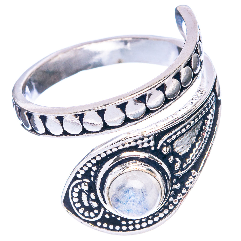 Rainbow Moonstone Dainty Ring Size 7 Adjustable (925 Sterling Silver) R5234