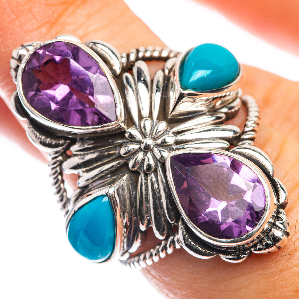 Large Amethyst, Sleeping Beauty Turquoise Ring Size 7 (925 Sterling Silver) RING143338